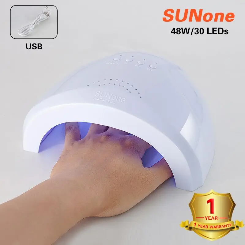 SUNone-48W Профессиональная машинка для стрижки 48 Вт лампа для ногтей Светодиодный УФ-лампы для ногтей, 24 светодиодный s Сушилка для ногтей гель лак два ногти на руках био-гели Сенсор таймер ЖК-дисплей Дисплей - Цвет: SUNone-48W