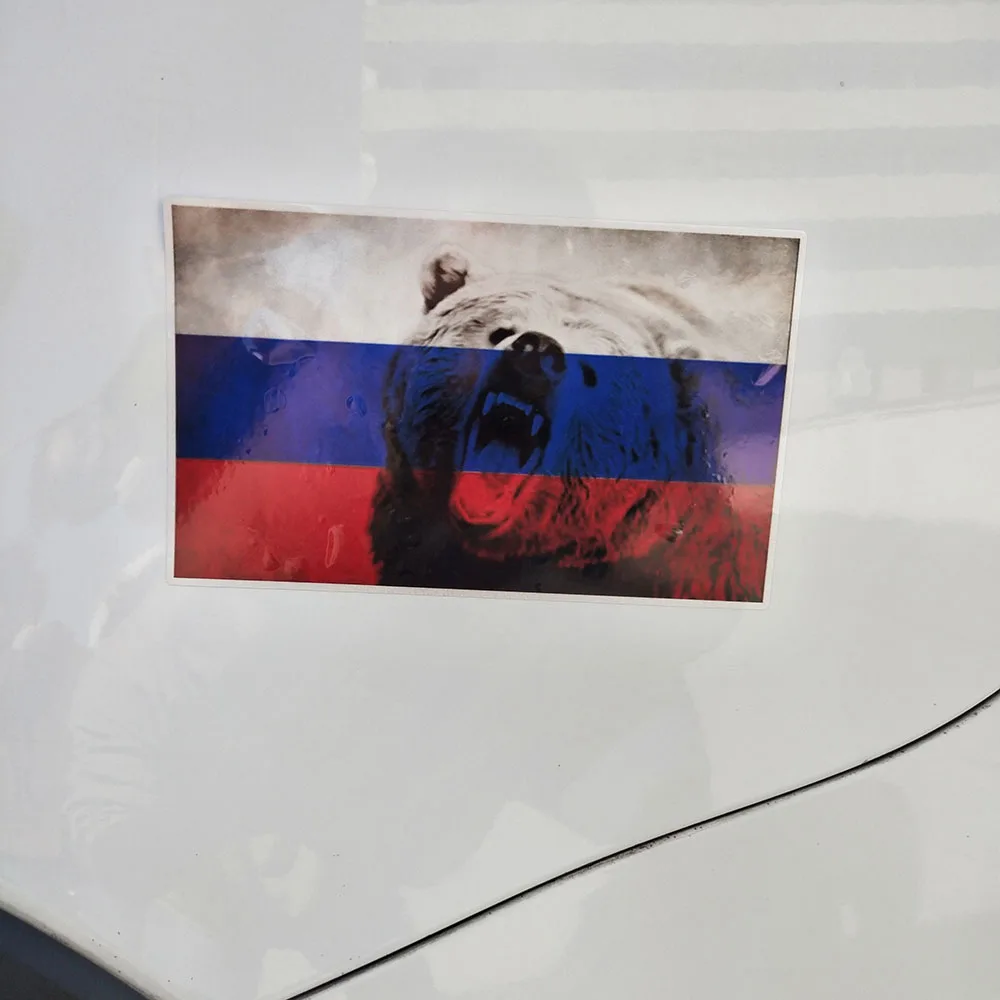 YJZT 15 8 см * 9 3 Светоотражающая наклейка с изображением животного медведя флаг