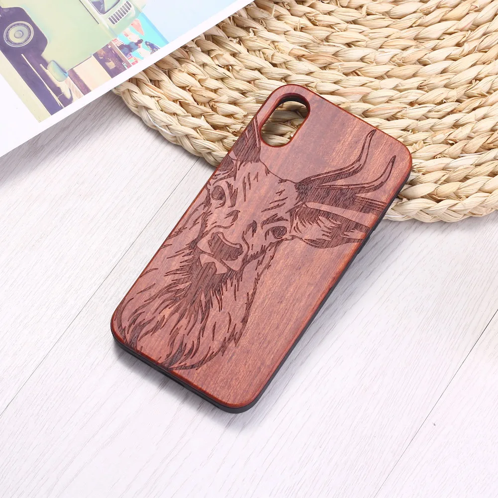 Чехол для Телефона iPhone 6 6S 6Plus 7 7Plus 8 8Plus XR X XS Max 11 Pro Max с гравировкой в виде лося, оленя, лося, дерева - Цвет: Rose Wood