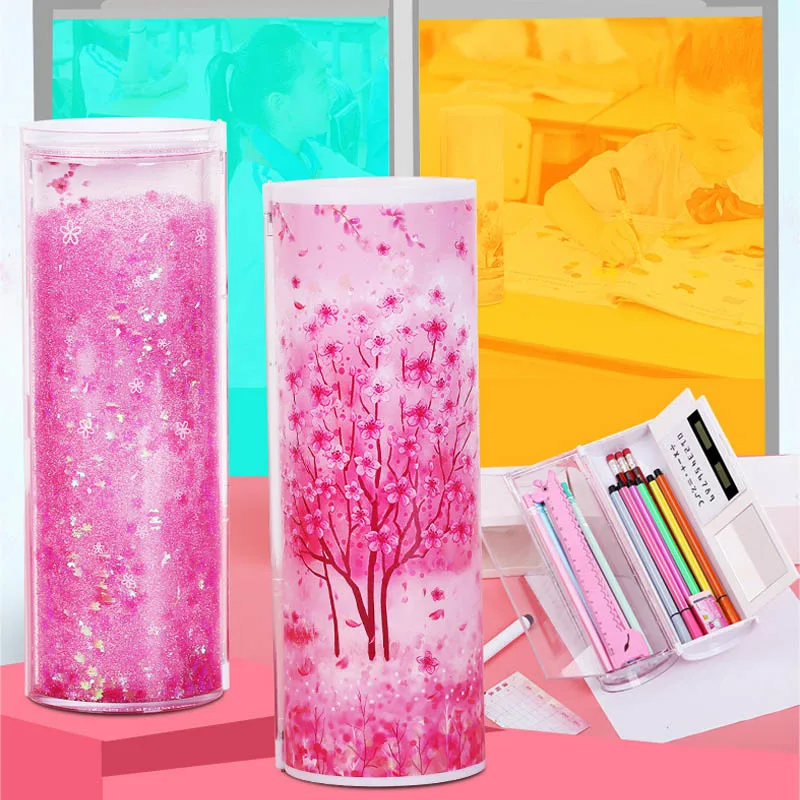 

Creative Large Capacity Stationery Pencil Case Quicksand Innovative Multi-Function Pen Case Stationery Bag School Supplies