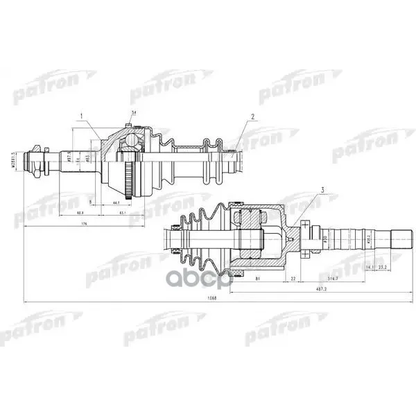 Полуось Прав Peugeot: J5, Citroen: C25,Fiat: Ducato 1.8-2.5td PATRON арт. PDS0129