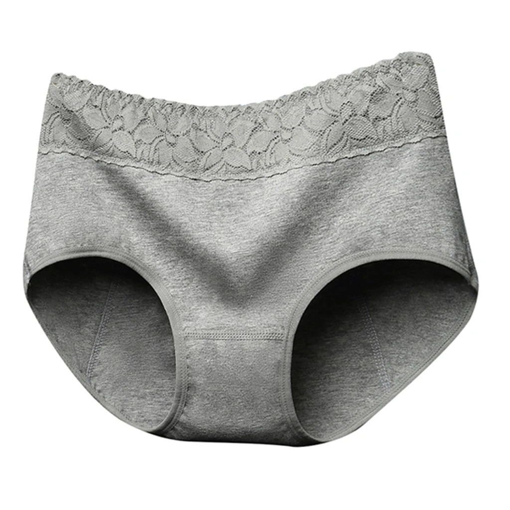 Women's Period Panties Soft Comfortable Elastic Cotton Physiological Underpants Briefs Underwear Lingerie Gray