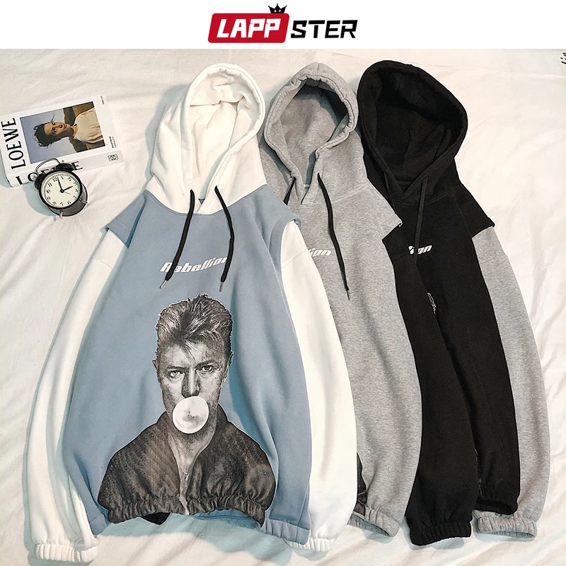 LAPPSTER, мужская Японская уличная одежда, толстовки с капюшоном,, мужские забавные негабаритные толстовки Харадзюку, парные корейские цветные толстовки с капюшоном