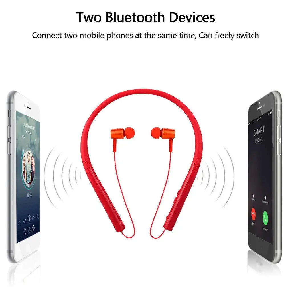 Bluetooth Sport Headset Earphone Stereo Neckband Earbud with Microphone for iPhone Android Samsung Motorola Xiaomi