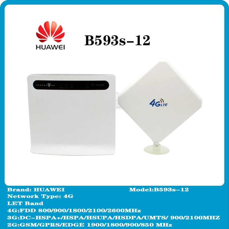 Разблокированный б/у Huawei B593u-12 B593S-12 4G LTE 100 Мбит/с CPE маршрутизатор с антенной