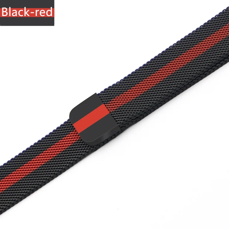 Black red Миланская петля для Apple Watch ремешок 44 мм 40 мм iWatch ремешок 42 мм 38 мм браслет для часов из нержавеющей стали Apple watch 5 4 3 2 - Цвет ремешка: Black red