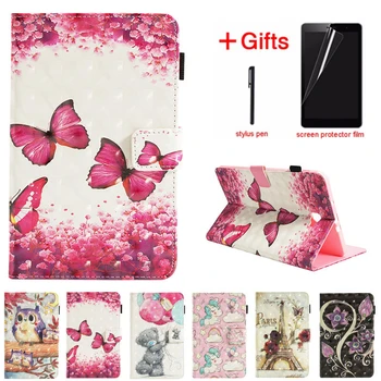 

For Samsung Galaxy Tab A 10.1 A6 T580 T585 Case 3D Emboss Cartoon Flip Folio PU Leather Stand Cover Cases Soft TPU SM-T580C