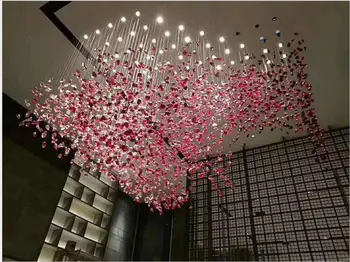 

Engineering custom hotel crystal glass lamp large sales department ballroom special ceiling lamp villa living room chandelier