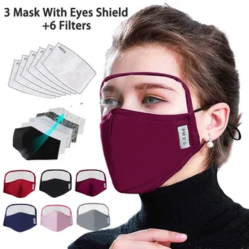 

3pcs Adult Breathable Face Shield + 6 Filters Washable Reusable Mouth Mask Windproof Face Shield Cloth Face Mask mondmaskers