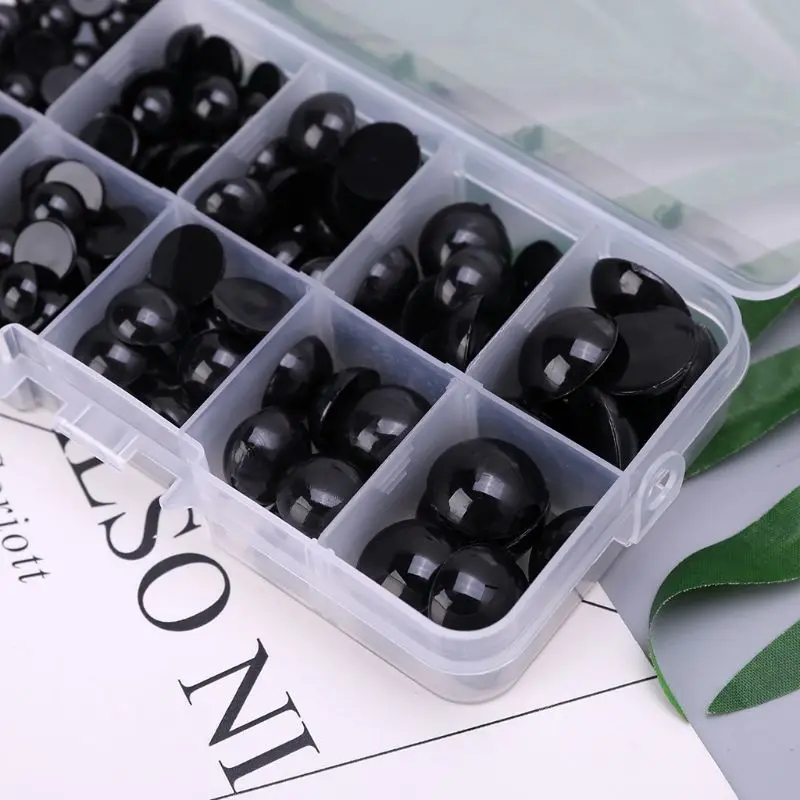 Черный 240pcs 8mm 10mm 12mm 14mm 16mm Plastic Black Puppet Doll Animal Eyes Scrapbooking Craft For Children Kids Toys DIY - Цвет: Черный