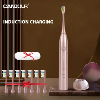 

CANDOUR 5168 Sonic Electric Toothbrush Adult Timer Brush USB Rechargeable Electric Tooth Brushes with 8pc Replacement Brush Head