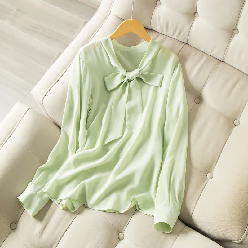 SuyaDream Solid Silk Blouse Women 100% Silk Crepe