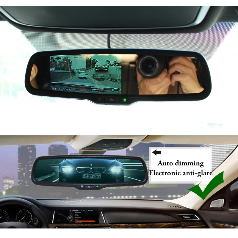 GreenYi HD1080P " Специальный автомобильный монитор с зеркальным отображением DVR антибликовое авто затемнение зеркало заднего вида парковочный монитор с оригинальным кронштейном