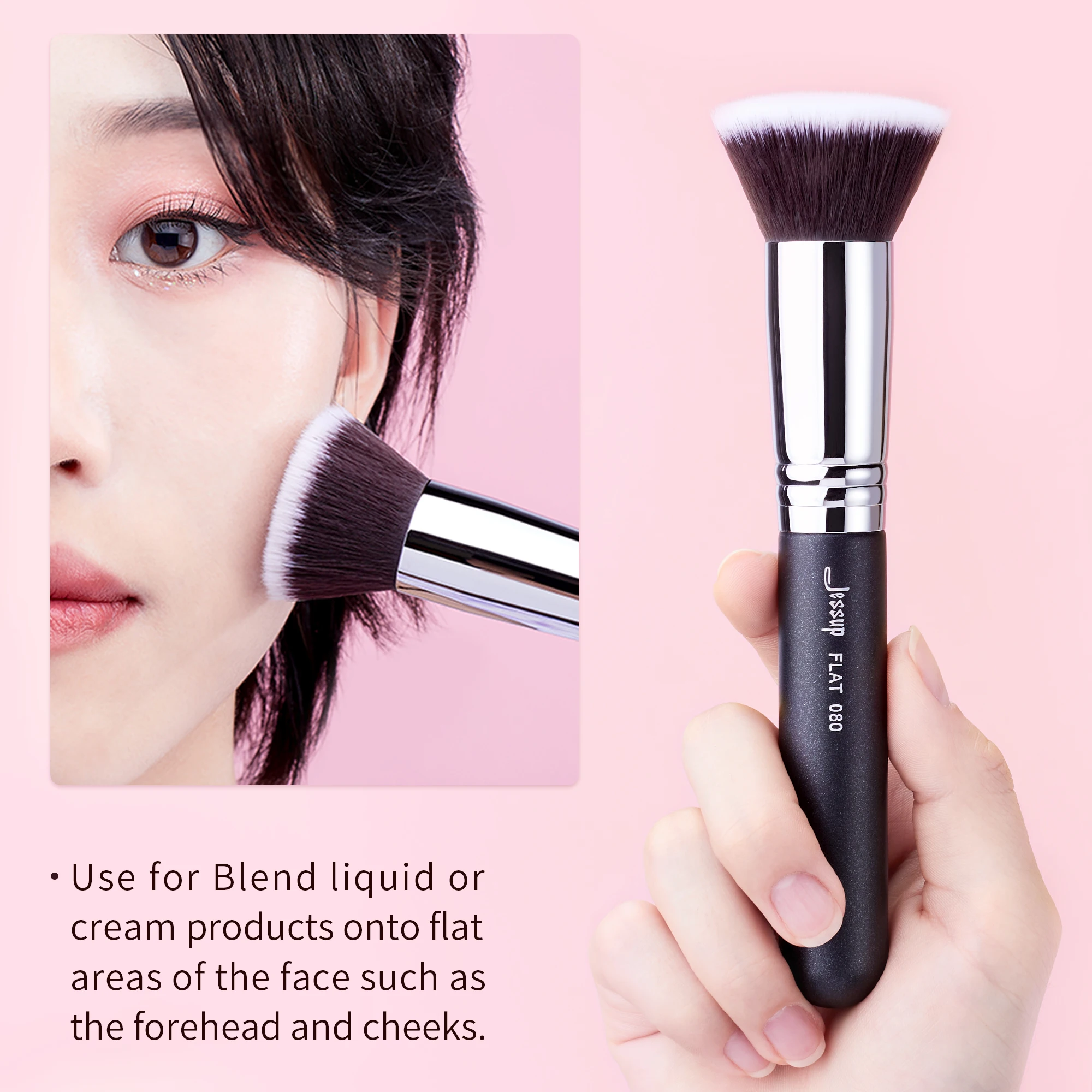Jessup Foundation Brushes Face Makeup Brush Powder Contour Concealer Blush Highlighter Flat Round Fluff for Liquid Cream 3