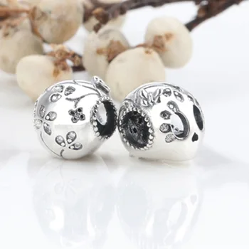 

Authentic 925 Sterling Silver Creative Skull Head Fashionable Bright Beaded Fit Original Pandora Bracelet For Women Diy Jewelry