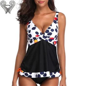 

S-5xl Plus Size Tankini Set Push Up Bathing Suit Women Swimwear Badpak 2019 Monokini Beach Tankini Set Swimsuits Dress Women