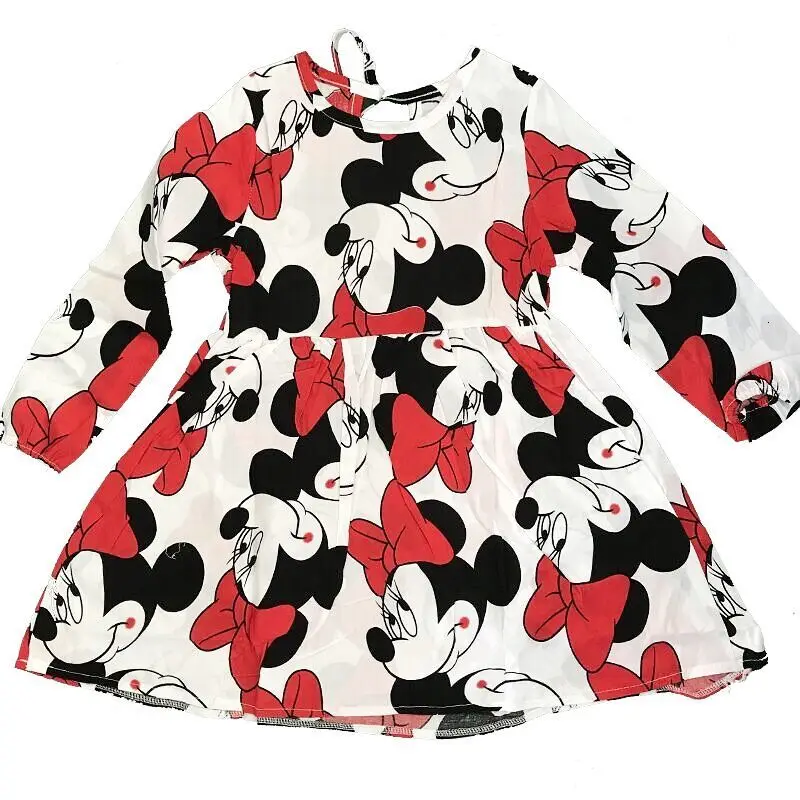 Платье для девочек; сезон весна-осень; платье с длинными рукавами с изображением Минни Маус; милое рождественское платье-пачка принцессы с рисунком; Детские платья для девочек