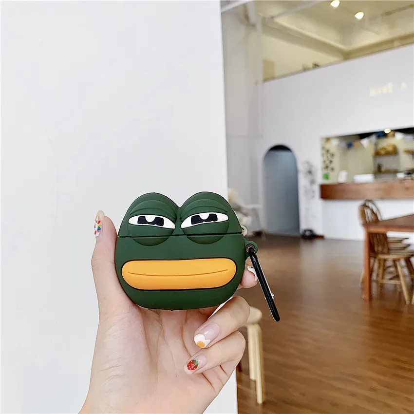 

funny 3D cartoon Korean sad frog Silicone soft headset case For Apple new Airpods 1/2 Cover Wireless Bluetooth Earphone case