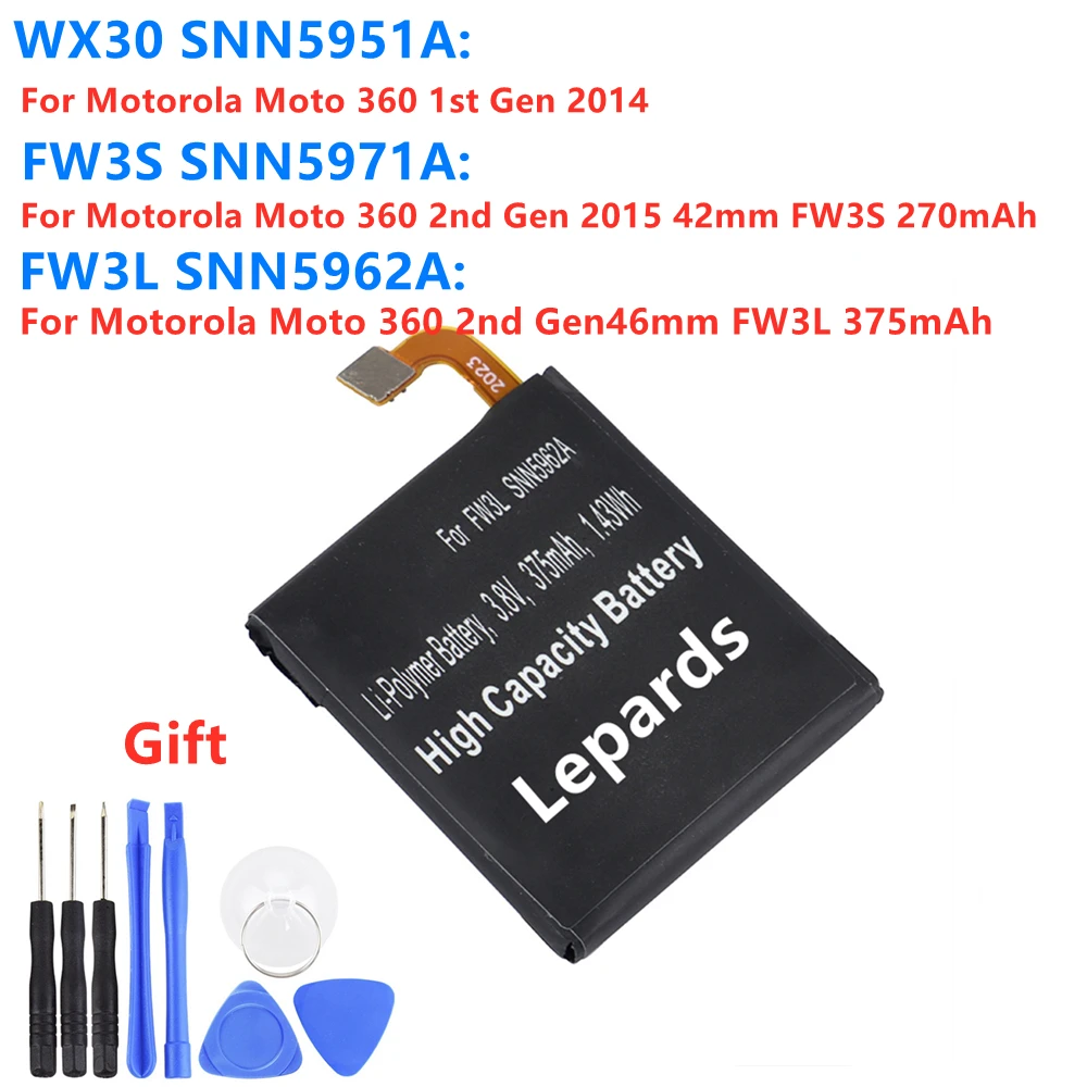 Original 360 Sport 360SP แบตเตอรี่สำหรับ Motorola Moto 360 2nd Gen 2015