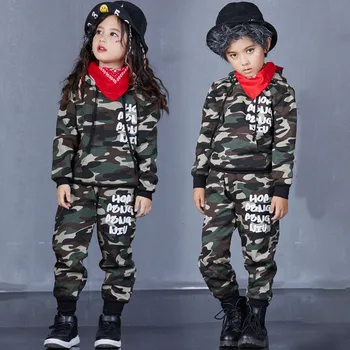 

Children Hip Hop Clothes Kids Girls Jazz Dance Pants Camouflage School Uniforms