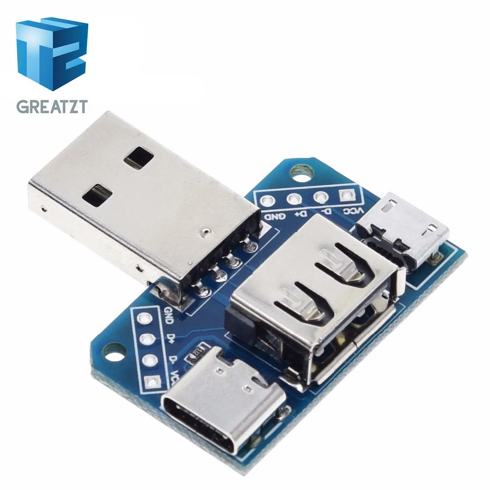 

USB Head Switchboard Male USB Connector to Type-c Micro Female USB 2.54-4P transfer test board USB adapter plate XY-USB4