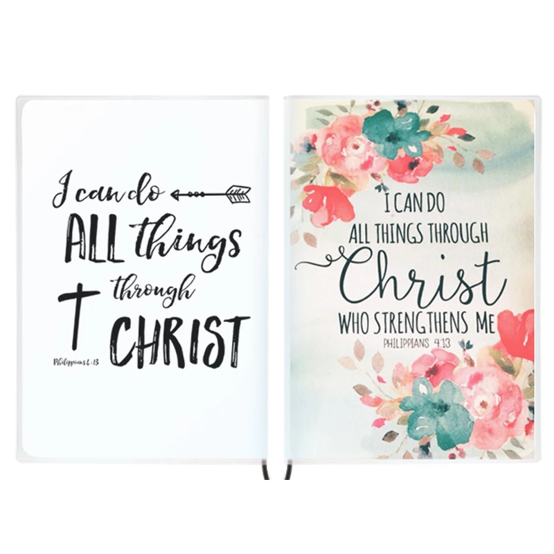 A5 Notebook Philippians 4 13 - I Can Do All Things Through Christ - Bible Verse Motivational Quotes For Writing Christian Gift