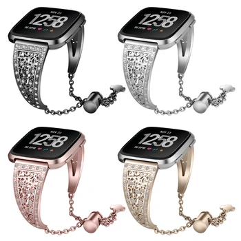 

Stainless Steel Diamante Watchband For Fitbit Versa Band Flower-shaped Watch Strap For Fitbit Versa Smart Wristband Replacement
