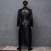 Lautaro Long black leather trench coat men long sleeve double breasted spring autumn plus size pu leather mens clothing 6xl 7xl ► Photo 2/6