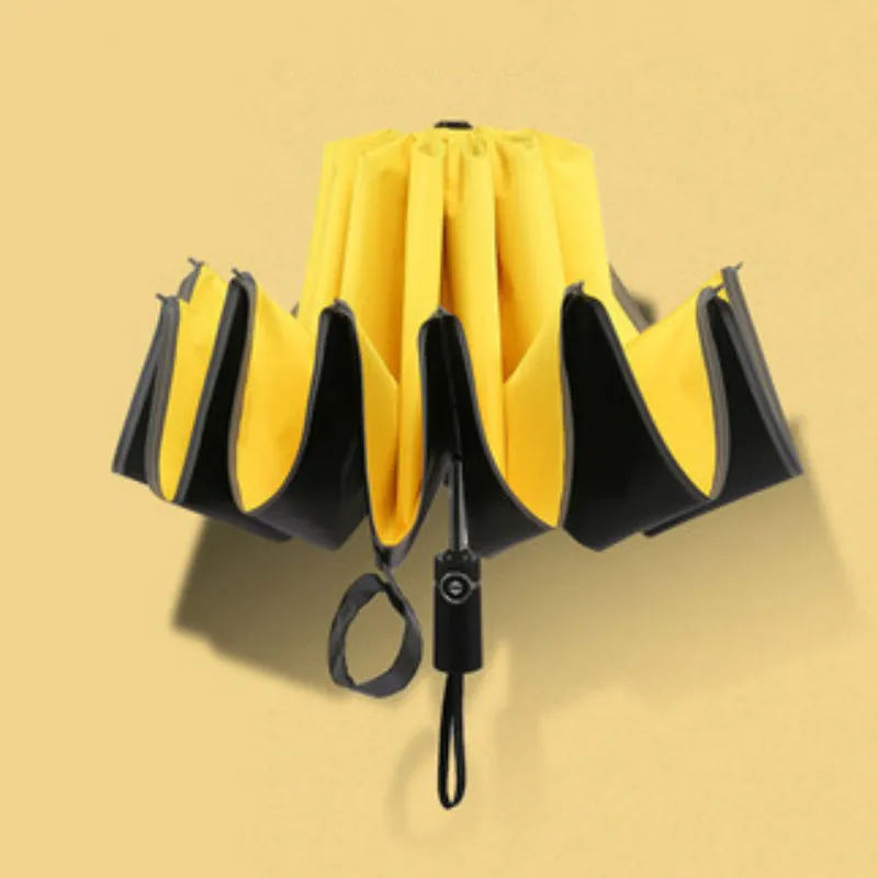 Automatic Windproof Folding Umbrella Reverse Black Coating Women Rain Sun UV Ladies Parasol Big Men Windproof Umbrellas AA50YS