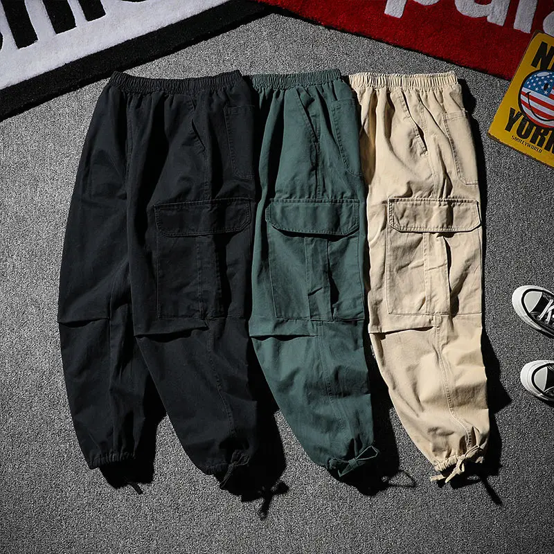 Plus Size 5XL Mens Cargo Pants Loose Ankle Banded Harem Pants Korean Fashion Simple Artistic Casual Pants Men's Joggers Pants
