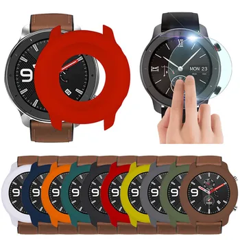 

Soft Full Watch Case Cover Shell Silicone Frame Protective+Clear Film For Huami AMAZFIT GTR 42mm TPU Shell Case Screen Protector