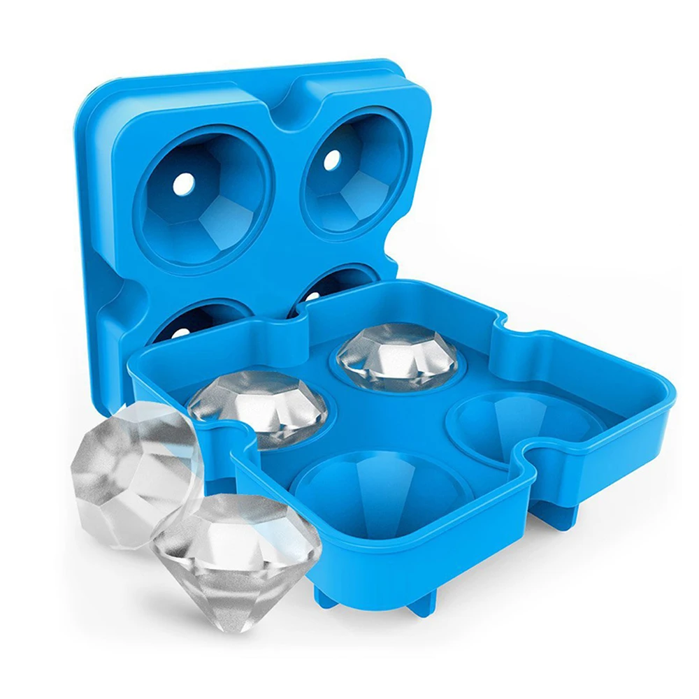 

Tray Whiskey Ball Maker Ice Cream Molds Form Chocolate Mold For Party Bar 4 Cell Diamond Ice Ball Mold Silicone Ice Cube