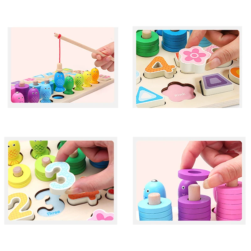Montessori Educational Wooden Toys For Children Kids Busy Board Math Fishing Preschool Wooden Montessori Toys Count Geometric Montessori Educational Wooden Toys For Children Kids Busy Board Math Fishing Preschool Wooden Montessori Toys Count Geometric