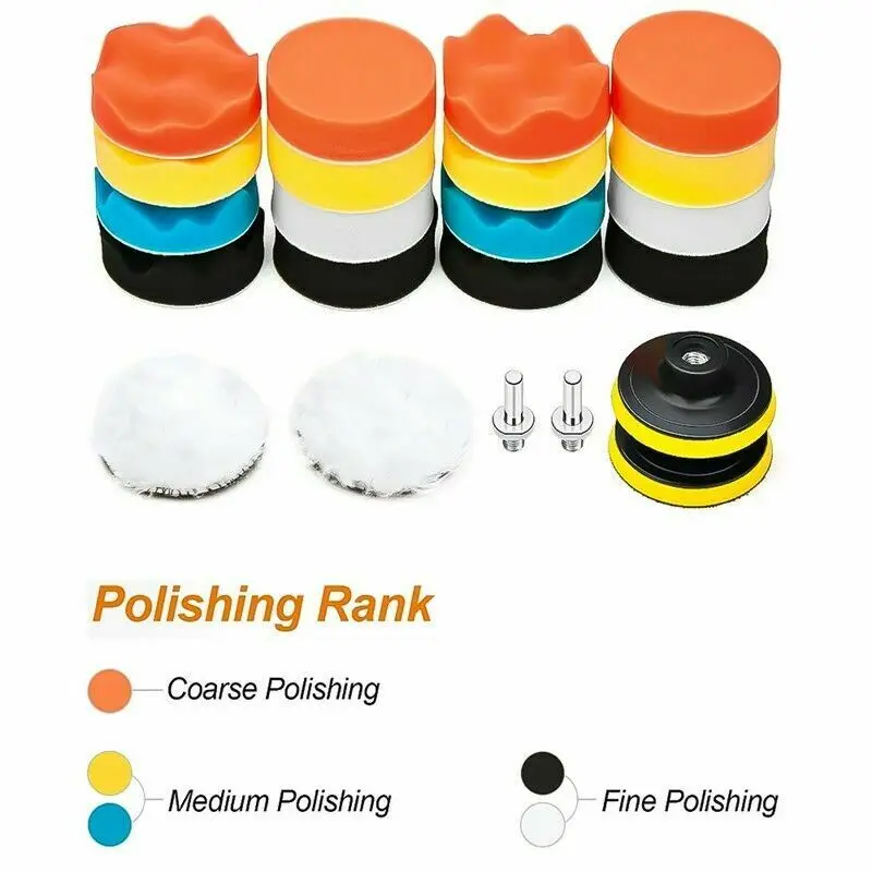 

22pcs 3" Car Waxing Sponge Pad Polishing Wool Pad Buffing Kit With Drill Adaptor Power Tool For Polisher Drill