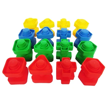 

16Pairs Screw building blocks plastic insert blocks Pairing nut shape toys children Combination DIY Assembl Educational Toys