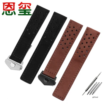 

20mm 22mm 24mm Frosted leather with folding buckle watchbands black gray brown wristband for Heuer men's watch accessories