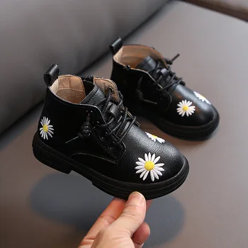 

Girls' Shoes Autumn 2020 New Flower Small Children's Single Martin Boots Soft Bottom Baby Girl Princess Leather Boots
