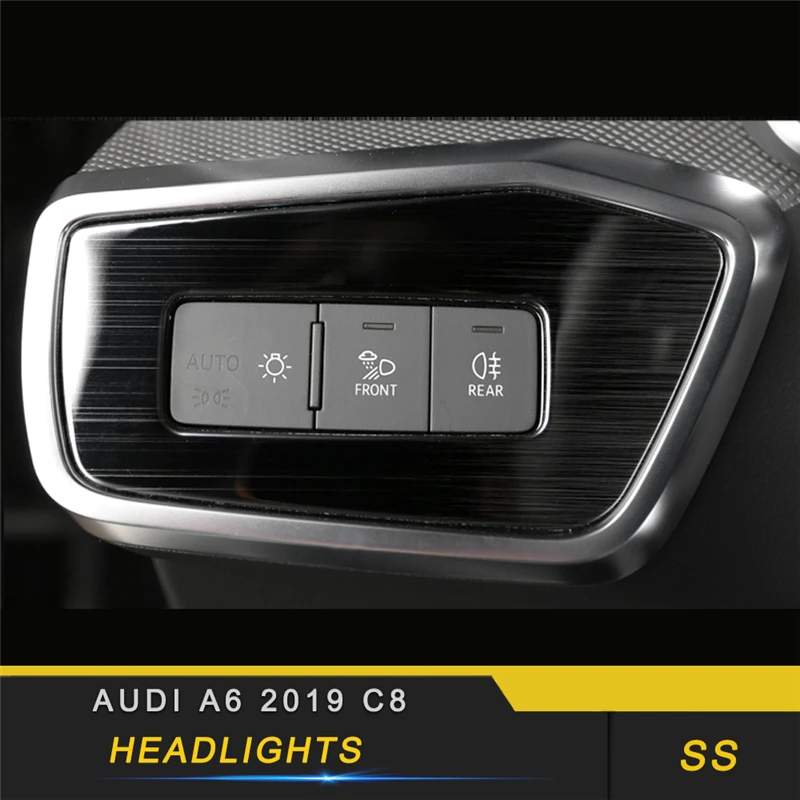 

For Audi A6 C8 2019 Car Styling Front Light Lamp Headlight Button Switch Cover Trim Frame Sticker Interior Accessories