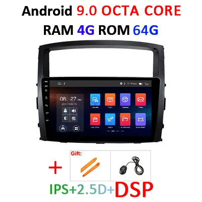 DSP ips 4G 64G Android 9,0 gps радио для Mitsubishi Pajero V97 V93 2006- Мультимедиа Навигация стерео аудио головное устройство без DVD - Цвет: 4G 64G NO CANBUS-DSP