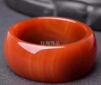 

Natural Chalcedony red and green widened thickened version of Agate bracelet, color good pattern beautiful