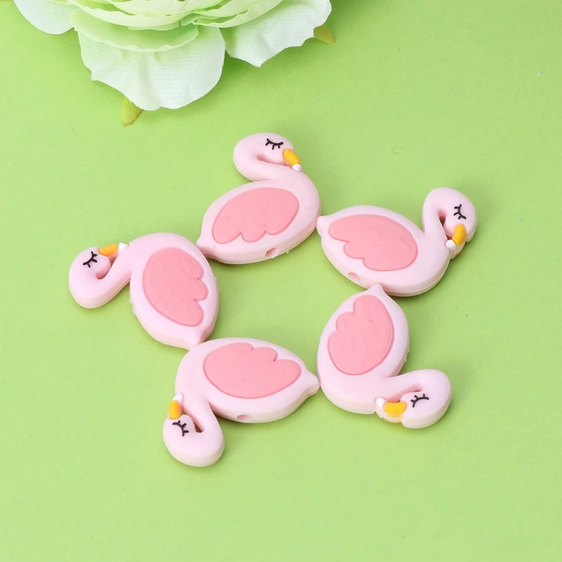 Силиконовые бусины Фламинго милый смешной DIY ювелирных изделий Ребенка Прорезыватель игрушки прорезывание зубов DXAD