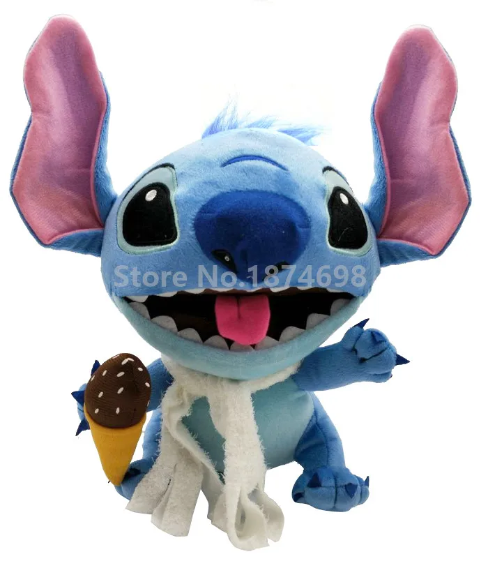 New Lilo and Stitch Holiday With Apple Ice Cream Stitch Plush Toy 35cm Cute Stuffed Animals Doll Kids Toys Children Gifts