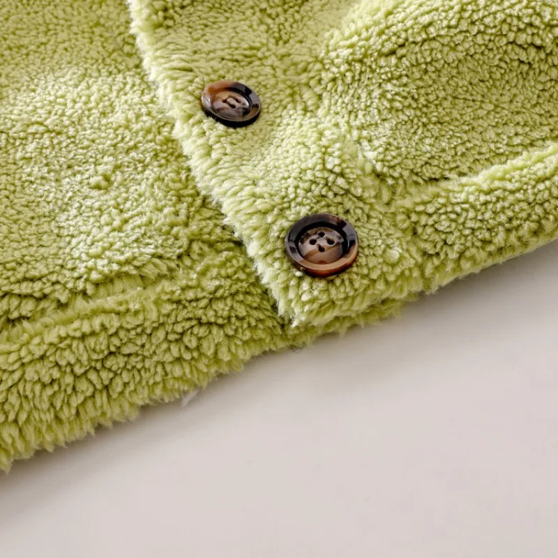 Модное пальто из овечьей шерсти с отворотом и кисточками, женская зимняя свободная утепленная верхняя одежда, уличная одежда, Однобортный Теплый жакет для женщин