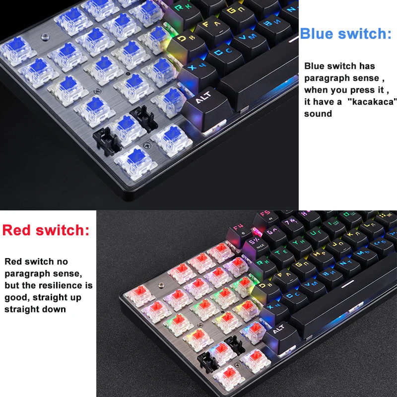 Original Motospeed CK104 Gaming Mechanical Keyboard 104 keys USB wired Russian/English RGB Backlit Keyboard for Computer gamer