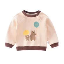 Удобные осенние толстовки для маленьких мальчиков и девочек с принтом из мультфильма Повседневная Блузка для малышей Верхняя одежда с длинными рукавами Новое поступление