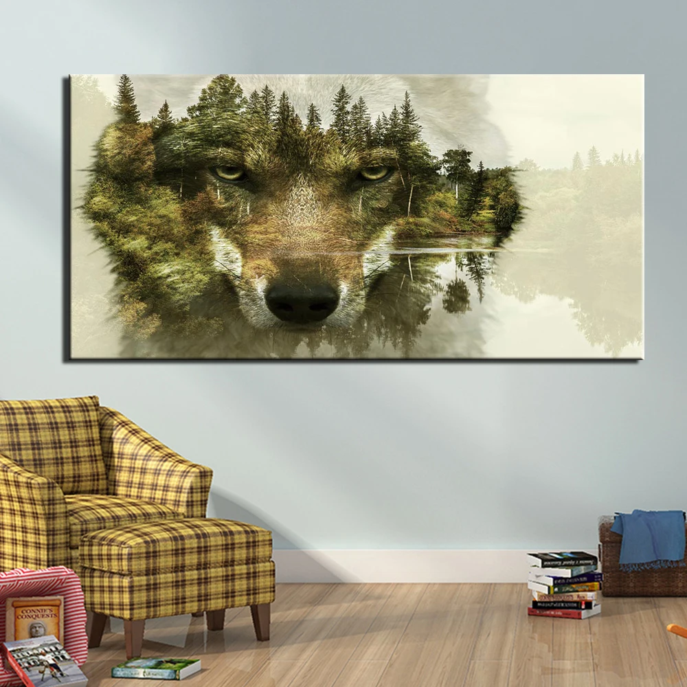 

Canvas Wall Art Painting Abstract wolf Art Print Poster Wall Decoration Home Decor 1 Panel Picture