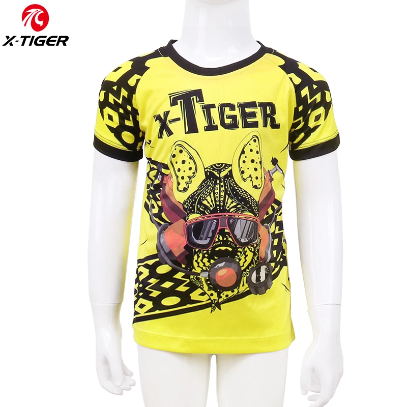 T-Shirt X-TIGER комплекты одежды с короткими рукавами для велосипеда детский Быстросохнущий комплект из Джерси для велоспорта, летняя детская одежда для велоспорта Одежда для мальчиков и девочек - Цвет: T-Shirt