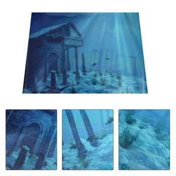 

1pc Decorative Vivid Submarine Ruins Aquarium Background Aquarium Poster for Store Home