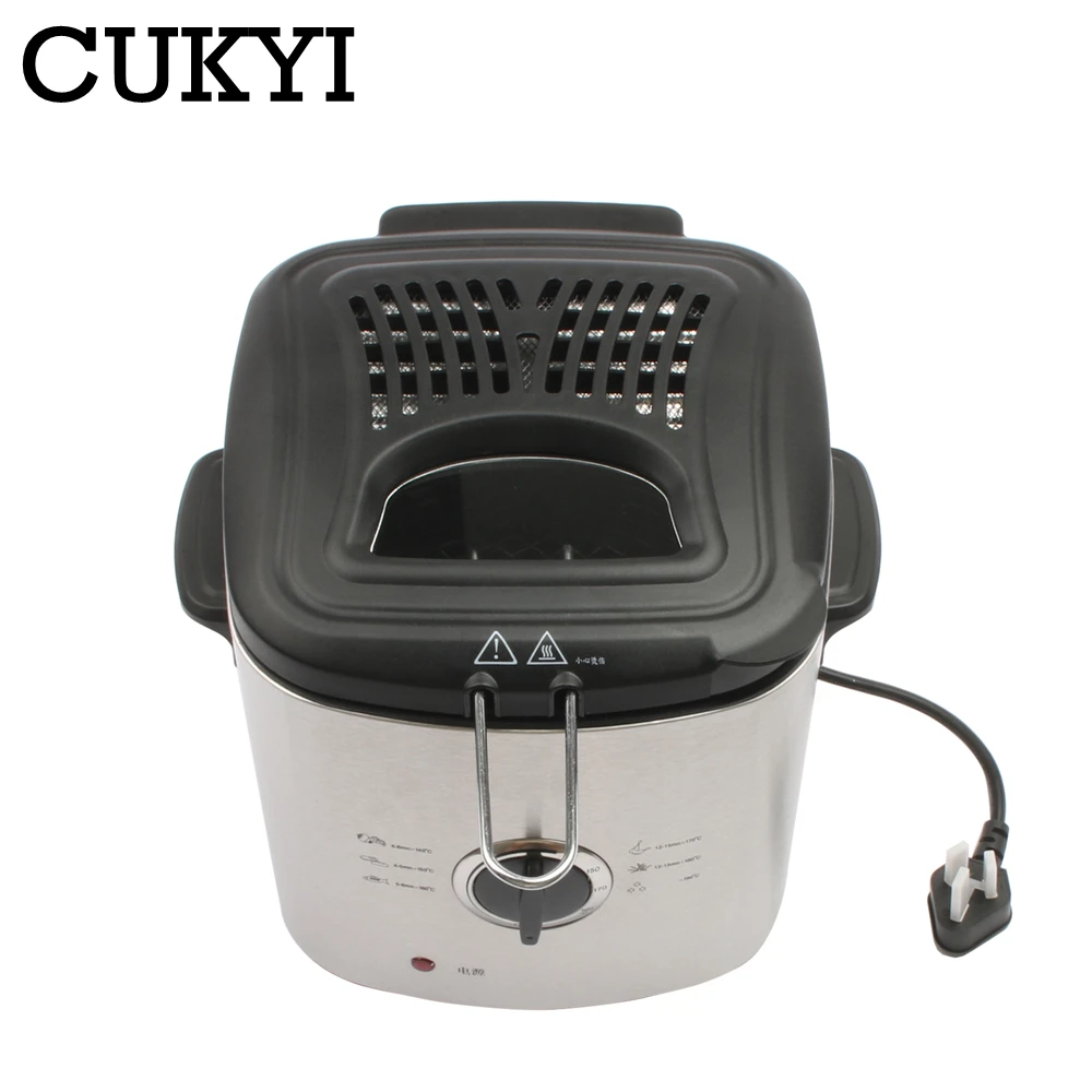 CUKYI 1.2L mini Electric deep fryer temperature adjustable french fries  fryer removable stainless steel liner kitchen frying pan - AliExpress