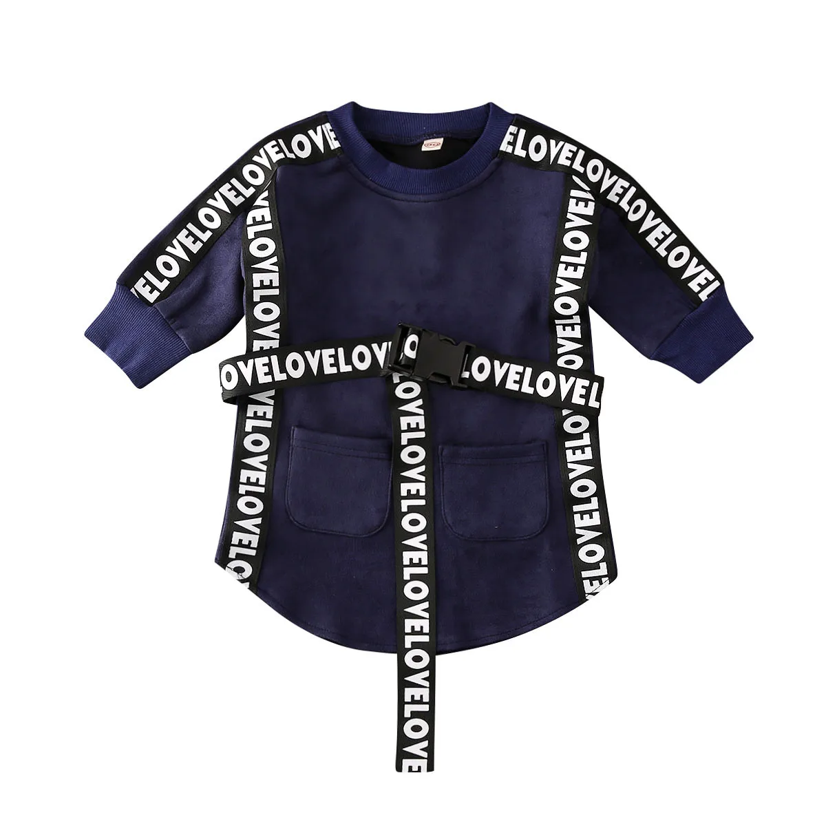 Платье для девочек коллекция года, одежда для маленьких девочек платье с длинными рукавами+ длинный свитер с поясом Спортивная одежда для детей возрастом от 1 года до 5 лет